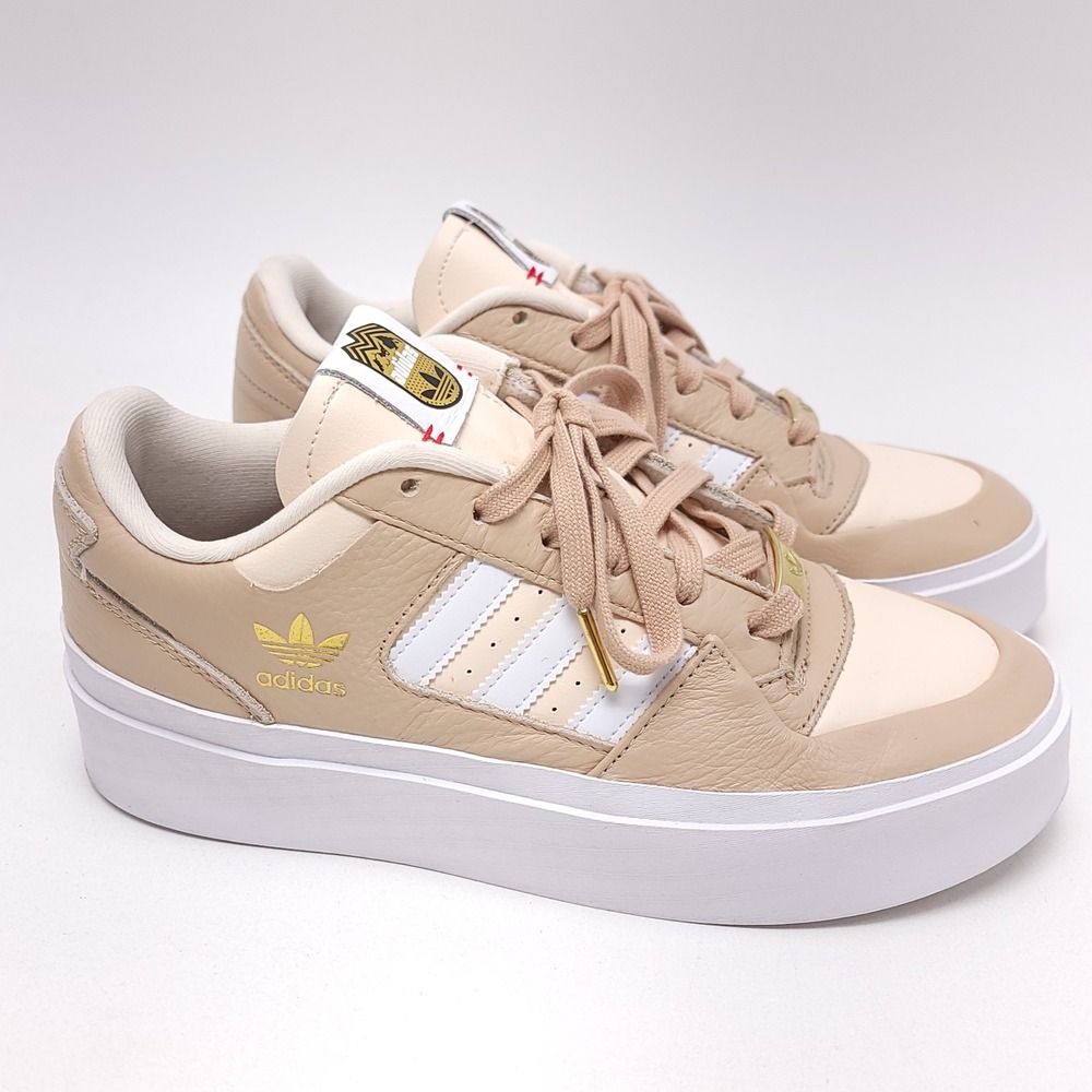 Adidas‎ Forum Bonega Tan Cream White Platform Leather Sneakers Womens 10 - Picture 10 of 10